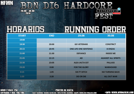 Horarios del Bdn Di6 Hardcore Fest este fin de semana en Badalona