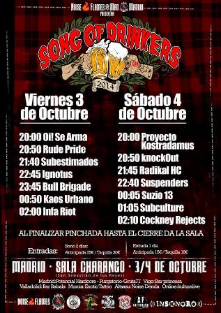 Horarios disponibles para el Songs of Drinkers