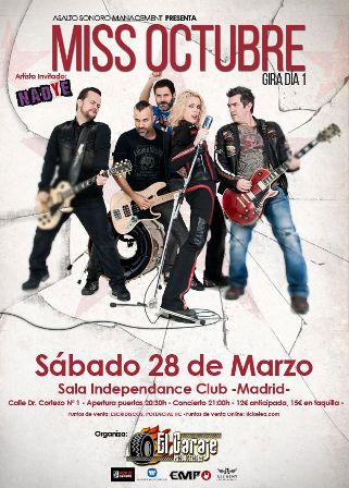 Miss Octubre vuelven a Madrid el 28 de Marzo