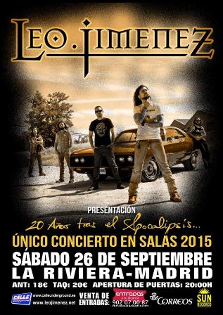 Leo Jiménez en Madrid el 26 de Septiembre, en un concierto especial