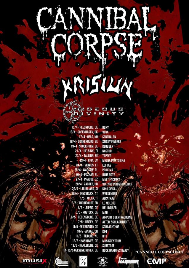 Fechas europeas de Cannibal Corpse, Krisiun y Hideous Divinity