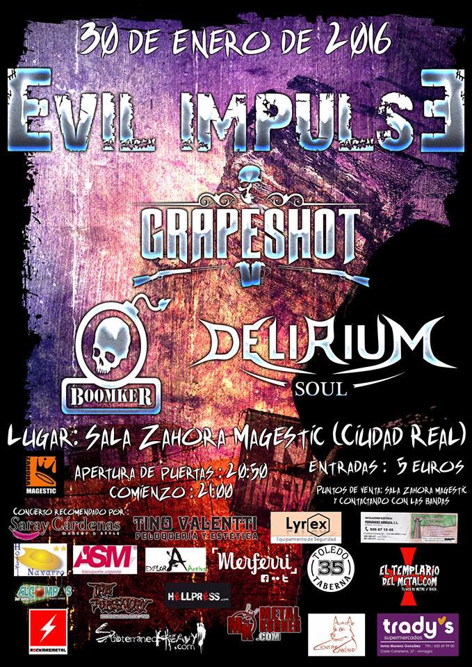 Concierto de Evil Impulse, Grapeshot, Boomker y Delirium en Ciudad Real
