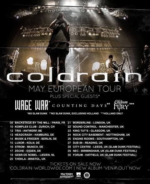 Gira europea de Coldrain esta primavera