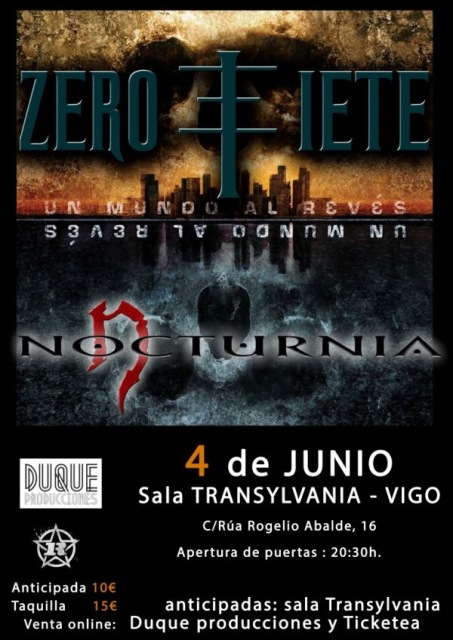 Zero3iete y Nocturnia en Vigo el 4 de Junio