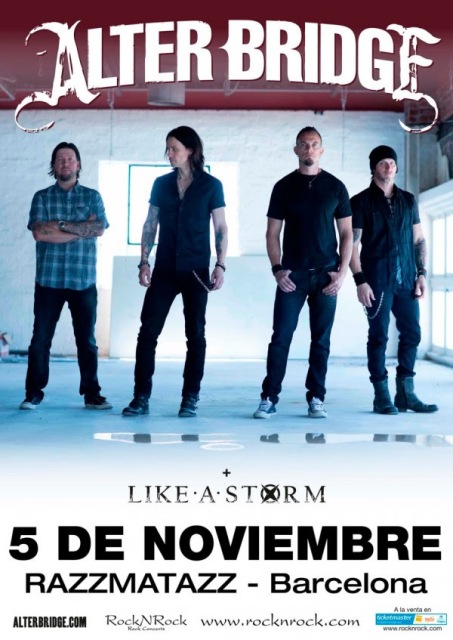 Alter Bridge en Barcelona el sábado 5 de noviembre