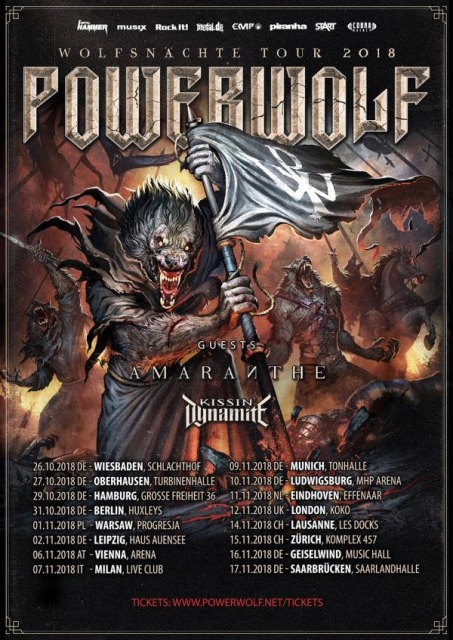 Fechas del “Wolfsnächte Tour 2018” de Powerwolf