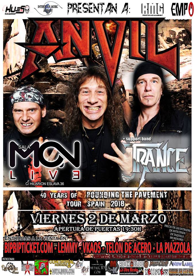 El 2 de marzo Anvil en Madrid