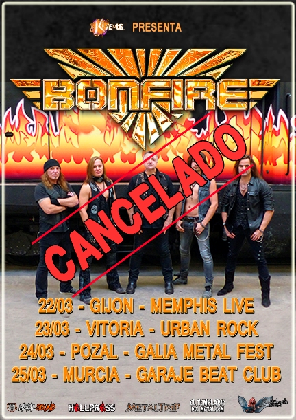Se cancela la Gira española de Bonfire