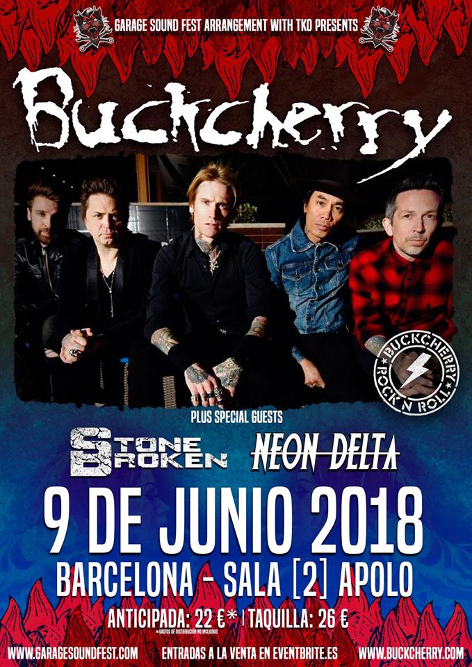 Buckcherry en Barcelona el 9 de junio