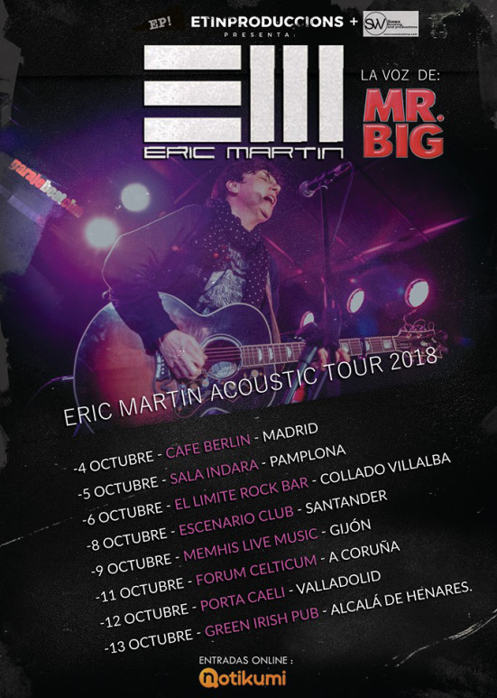 Fechas en España del Eric Martin Acoustic Tour 2018