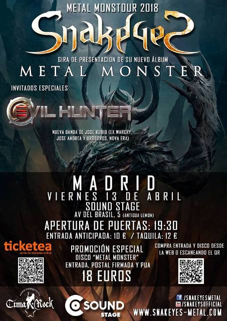 Snakeyes en Madrid el viernes 13 de abril