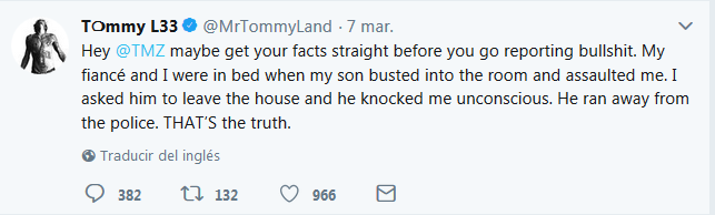 Tommy Lee acusa a su hijo de haberle agredido.