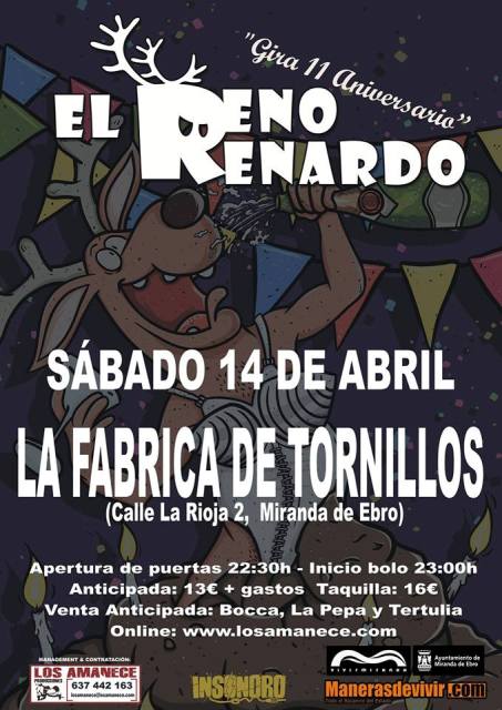 El Reno Renardo este sábado 14 de Abril en Miranda de Ebro