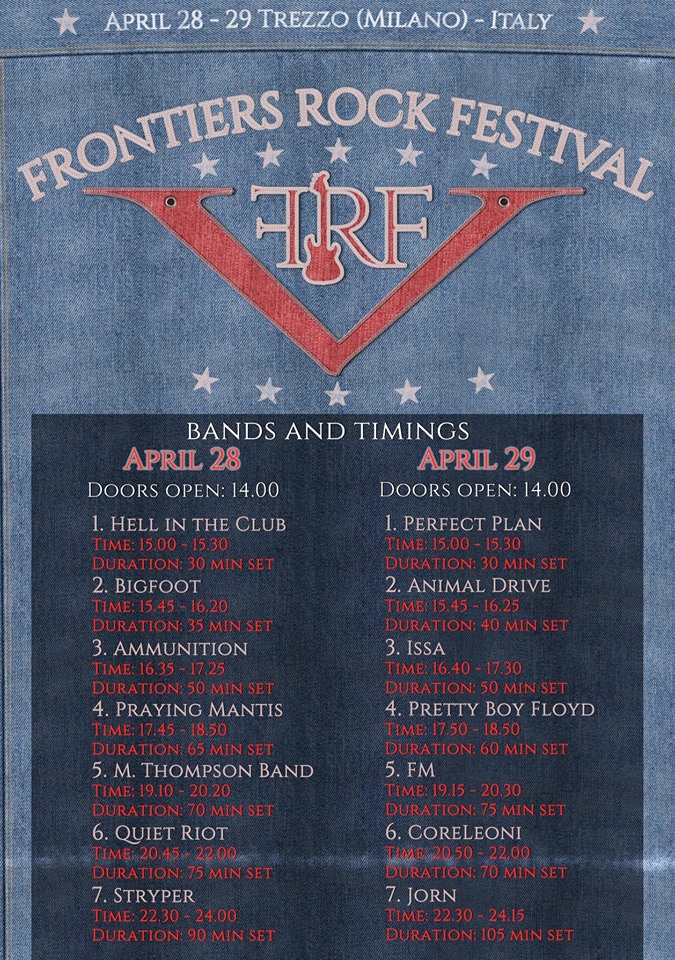 Horarios del Frontiers Rock Festival 2018