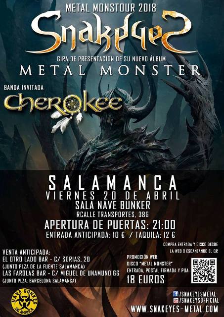 Snakeyes y Cherokee el 20 de abril en Salamanca