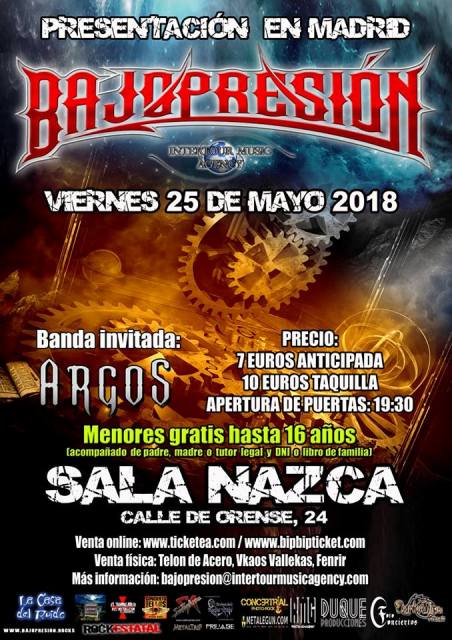 BajoPresión con Argos en Madrid el 25 de mayo