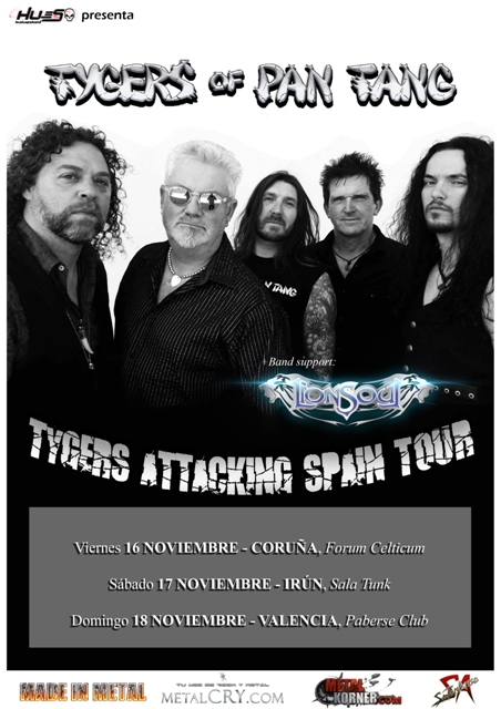 Fechas de la Gira de Tygers Of Pan Tang