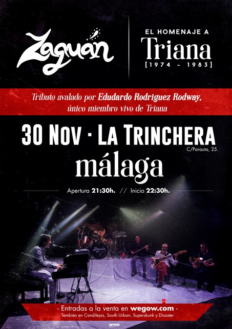 Zaguán, tributo a Triana, este viernes 30 de noviembre en Málaga