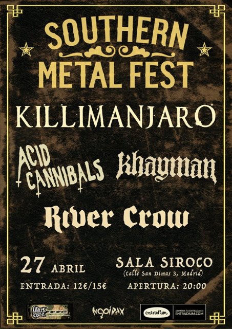 Información del Southern Metal Fest 2019, el 27 de abril en Madrid
