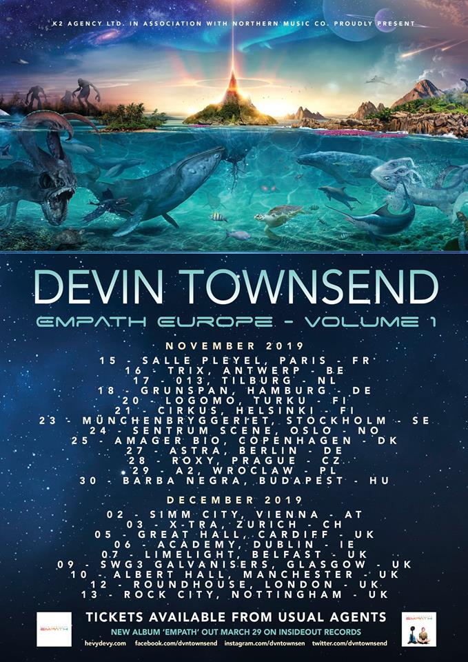 Fechas del tour europeo de Devin Townsend