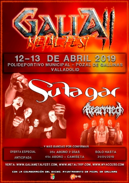 Su Ta Gar y Re-armed completan el cartel del Galia Metal Fest 2019
