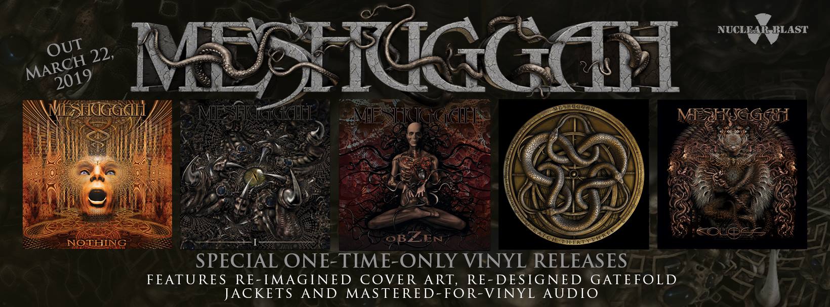 Reediciones en Vinilo de «Nothing», «I», «Catch Thirtythree», «obZen» y «Koloss» de Messhuggah