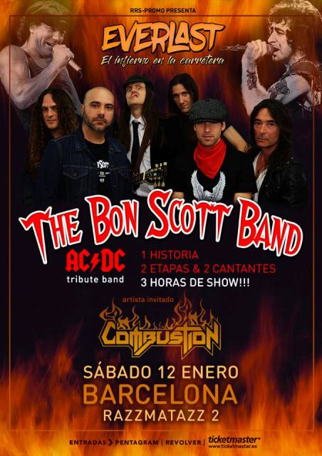 The Bon Scott Band y Combustion en Barcelona el 12 de enero