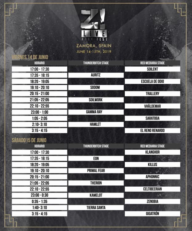 Ya tenemos los horarios del Z! Live Rock 2019
