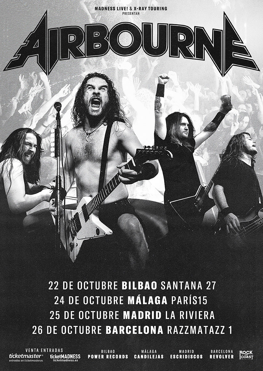 Airbourne de visita por España en octubre