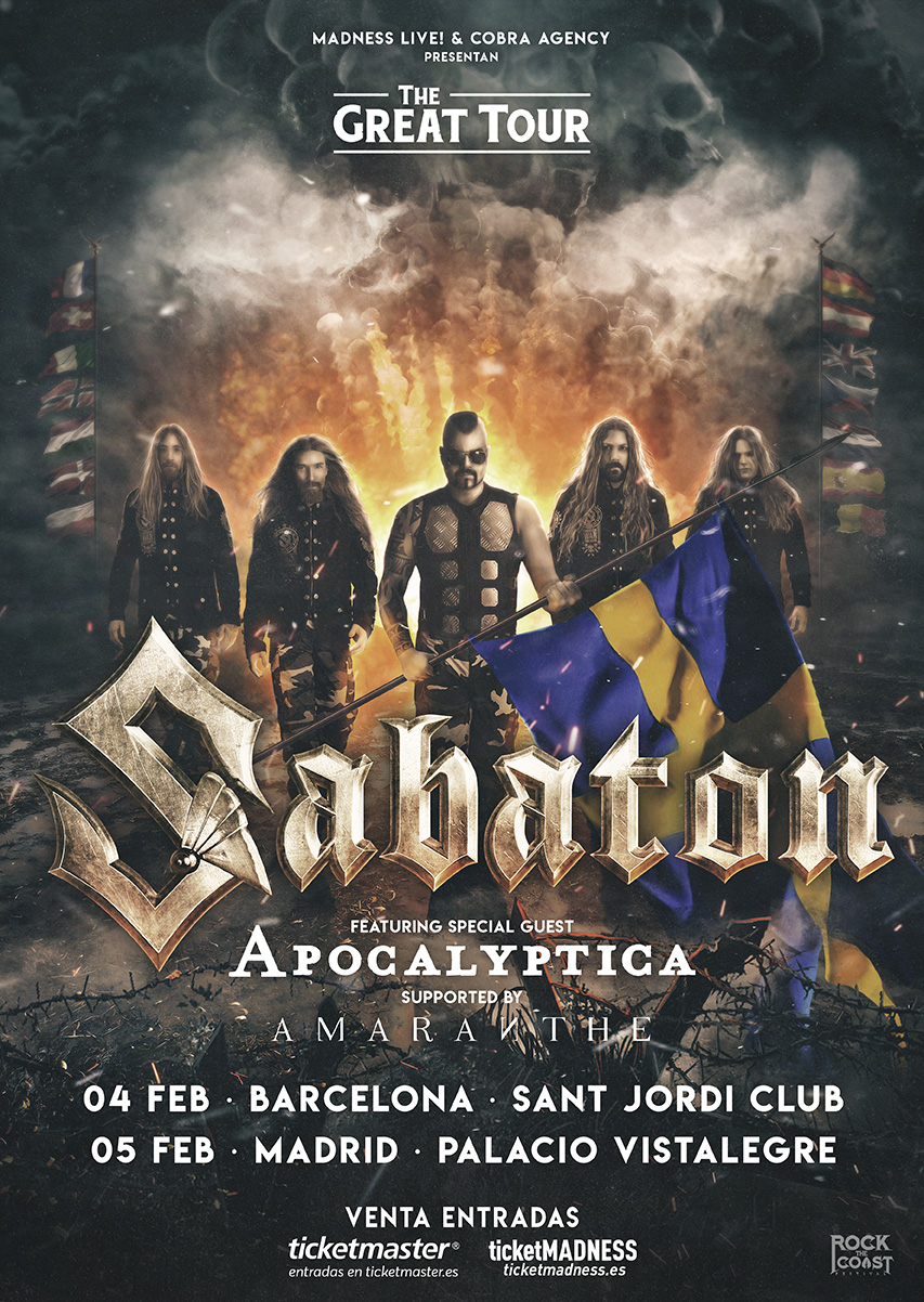 Sabaton vuelven a España junto a Apocalyptica y Amaranthe