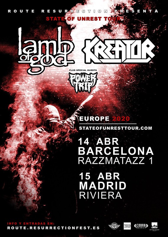 Confirmada la Gira de Lamb Of God y Kreator para abril de 2020