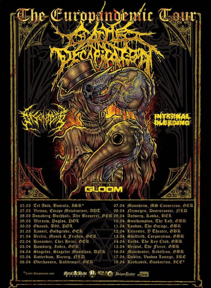 Tour europeo de Cattle Decapitation junto a Disentomb, Internal Bleeding  y  Gloom
