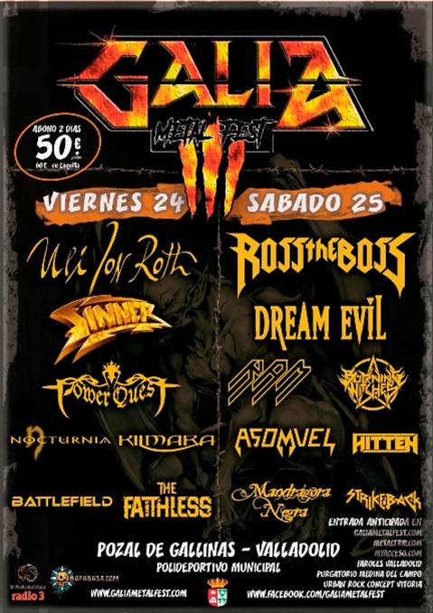 Distribución de bandas por días en el Galia Metal Fest 2020