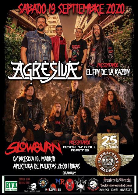 Concierto de Agresiva y Slowburn en Madrid el sábado 19 de septiembre