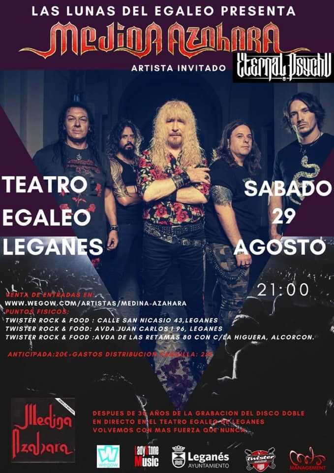 Este sábado 29 de agosto Medina Azahara en concierto en Leganes (Madrid)