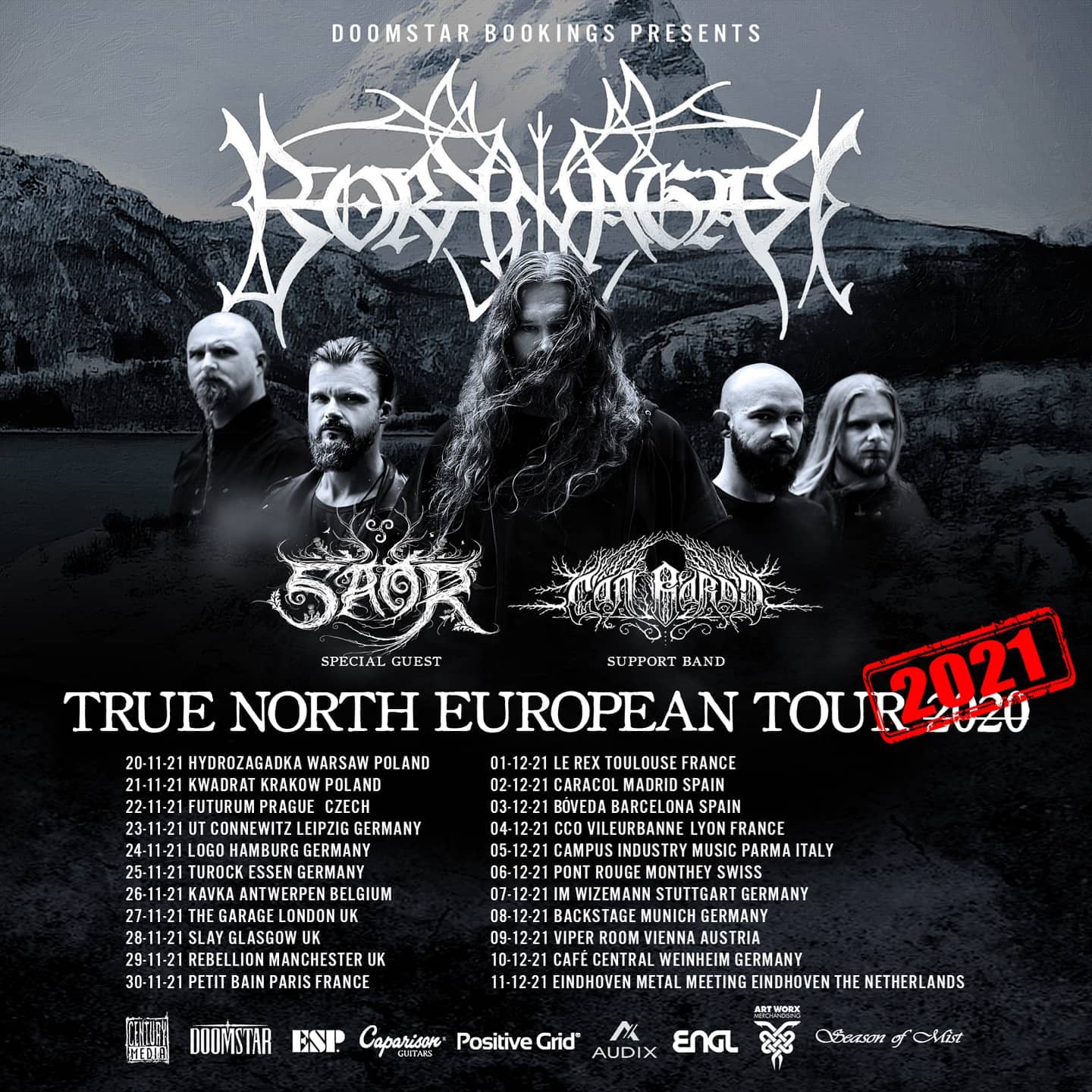 Borknagar  anuncia que su  gira europea «True North» es pospuesta hasta noviembre / diciembre de 2021
