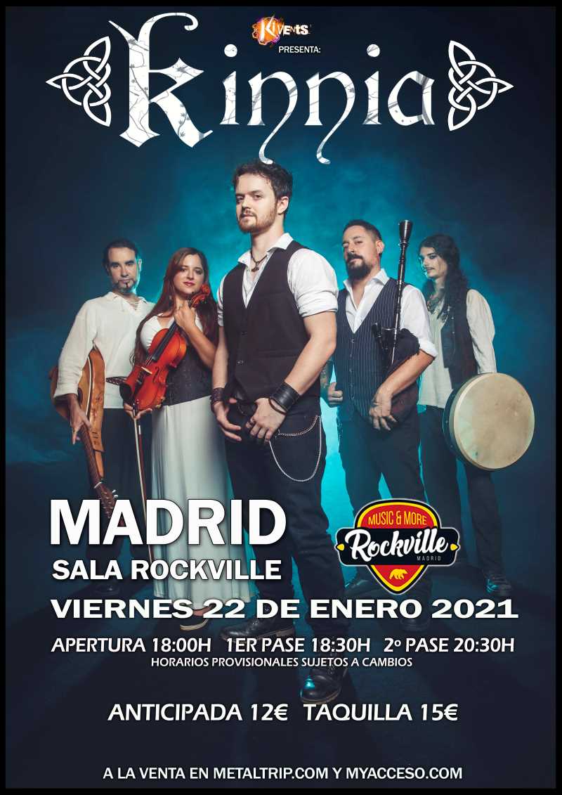 Kinnia, concierto en Madrid el viernes 22 de enero de 2021