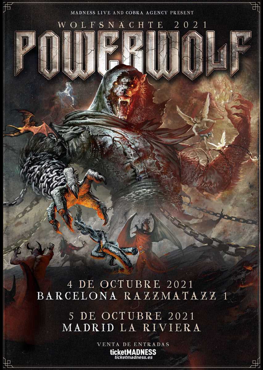 Fechas confirmadas en Barcelona y Madrid de Powerwolf en octubre de 2021