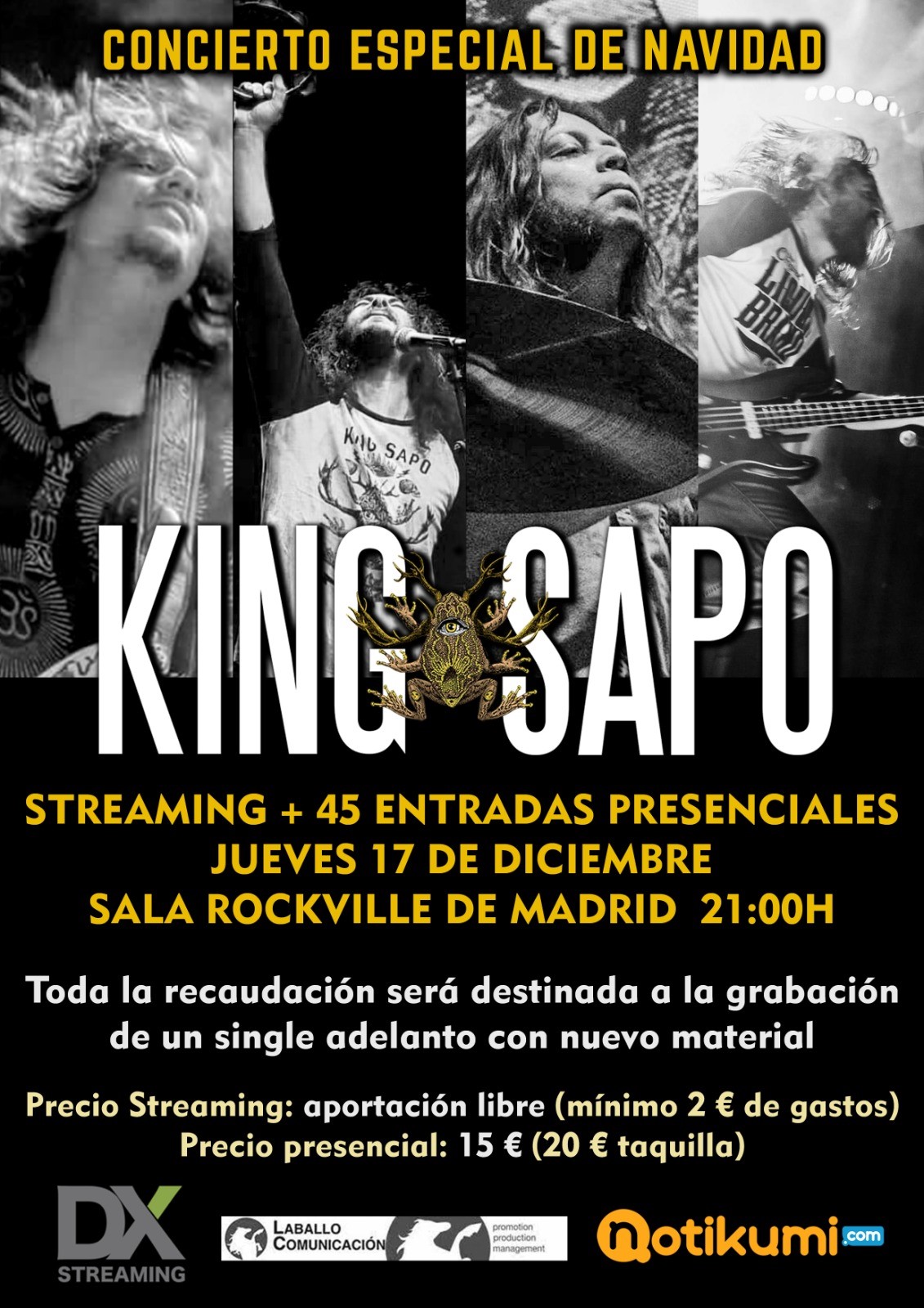 Concierto especial de King Sapo en Madrid el 17 de diciembre