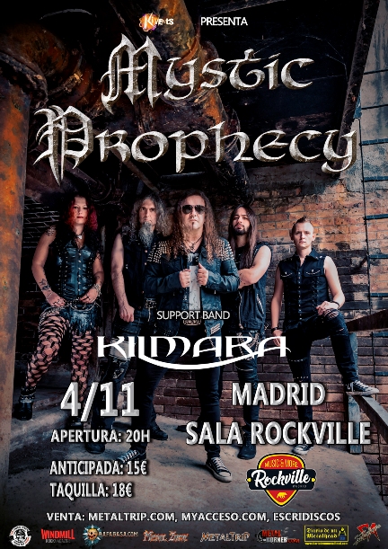 Mystic Prophecy y Kilmara el 4 de noviembre en Sala Rockville de Madrid