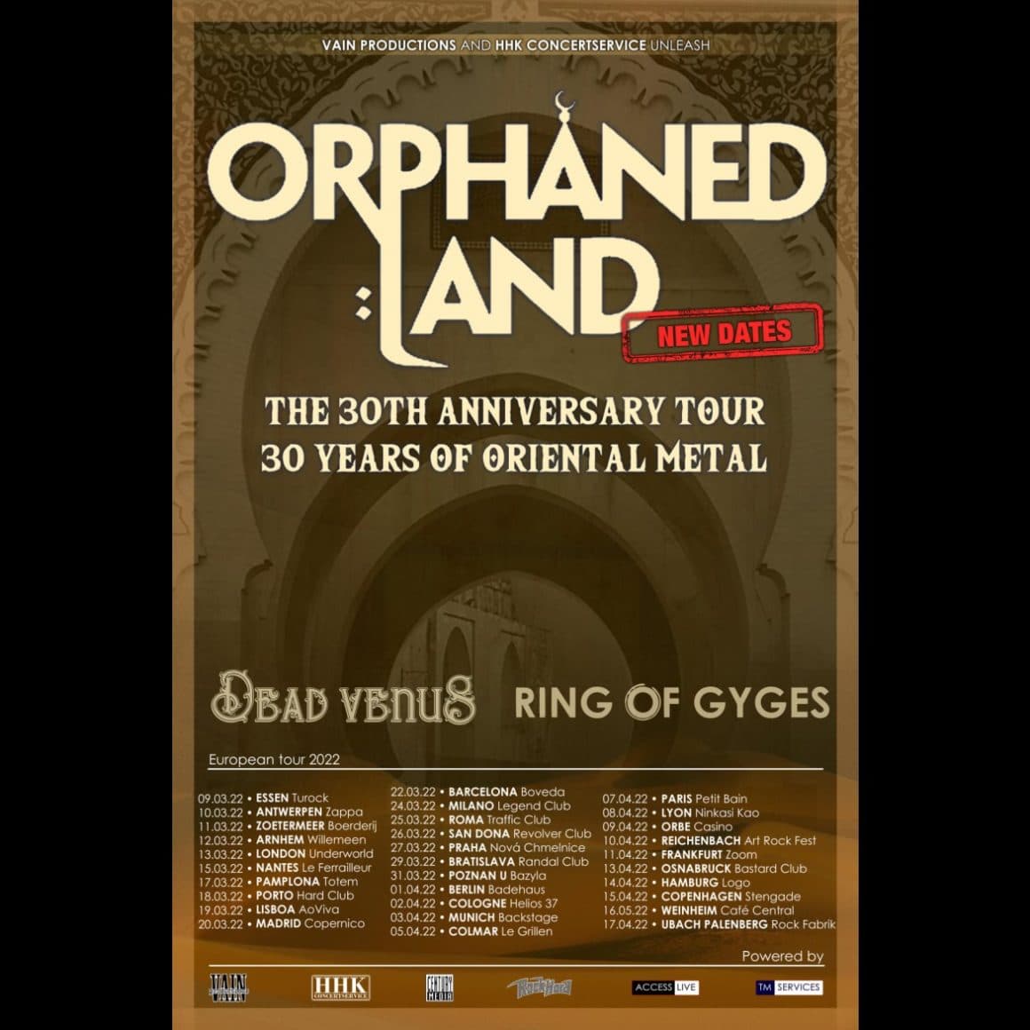 Nuevas fechas del tour europeo de Orphaned Land