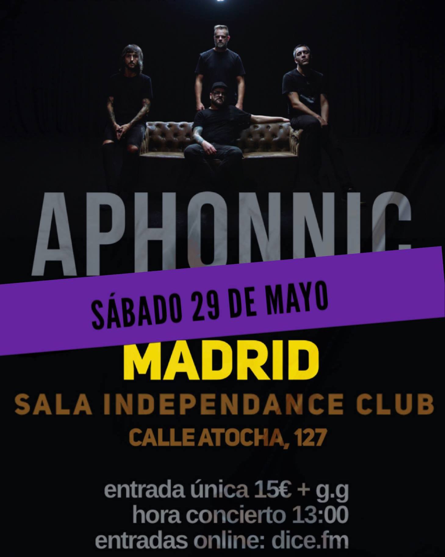 Concierto de Aphonnic en Madrid el sábado 29 de mayo