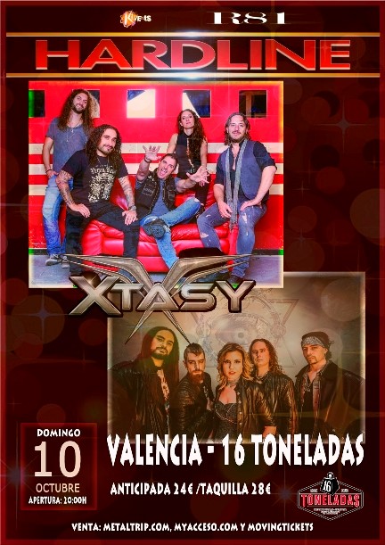 Anuncio del concierto de Hardline el 10 de octubre en Valencia