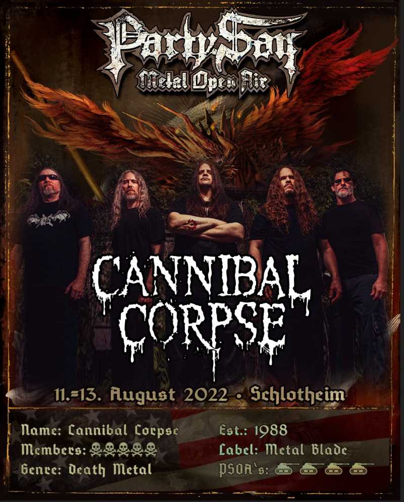 Cannibal Corpse confirmados en el Party San Open Air 2022