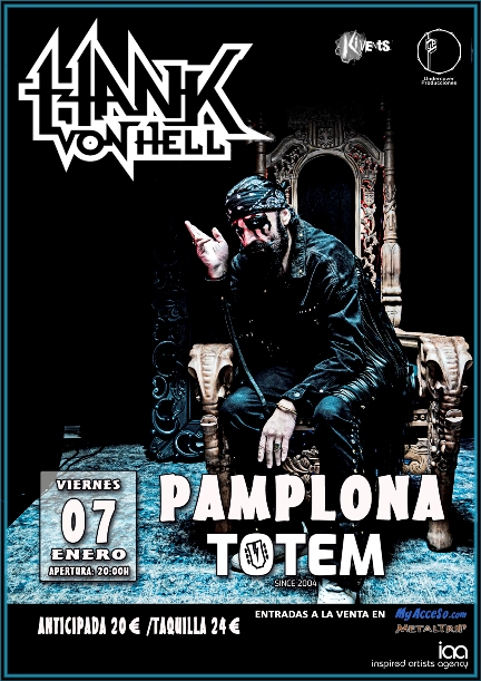 Fecha del concierto de Hank Von Hell en Sala Totem de Pamplona