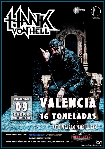 Fecha de Hank Von Hell en Valencia el 9 de enero de 2022