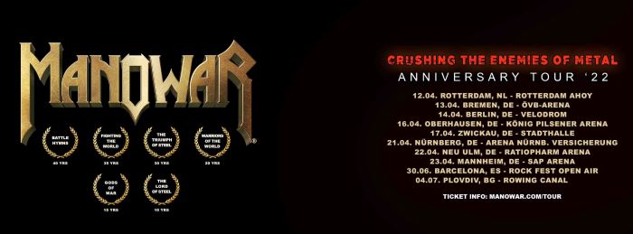Manowar anuncia su  «Crushing The Enemies Of Metal Anniversary Tour ’22»
