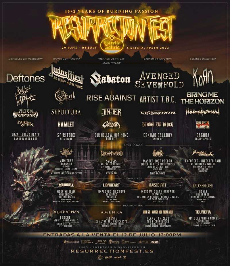 Confirmado el cartel del Resurrection Fest Estrella de Galicia 2022