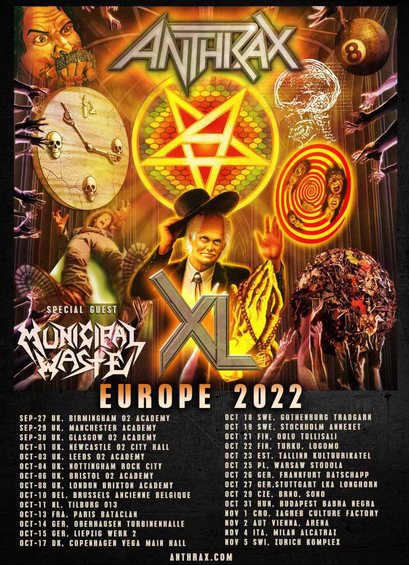 Confirmada la gira europea de 40 aniversario de Anthrax para otoño de 2022