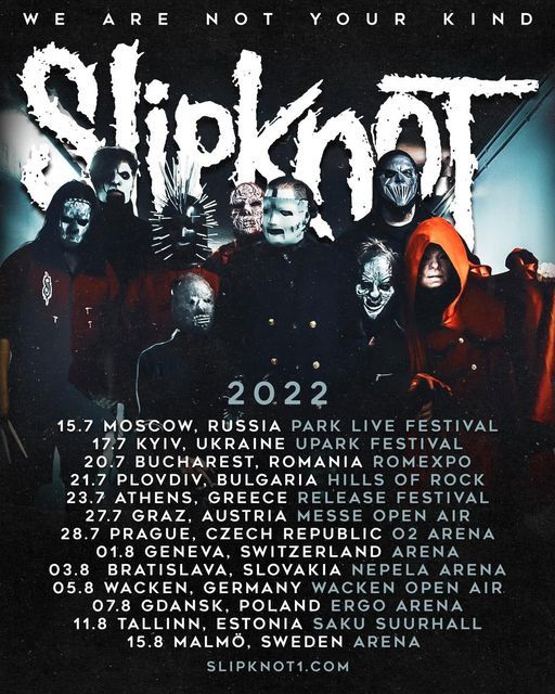 Slipknot anuncia las primeras fechas europeas para 2022